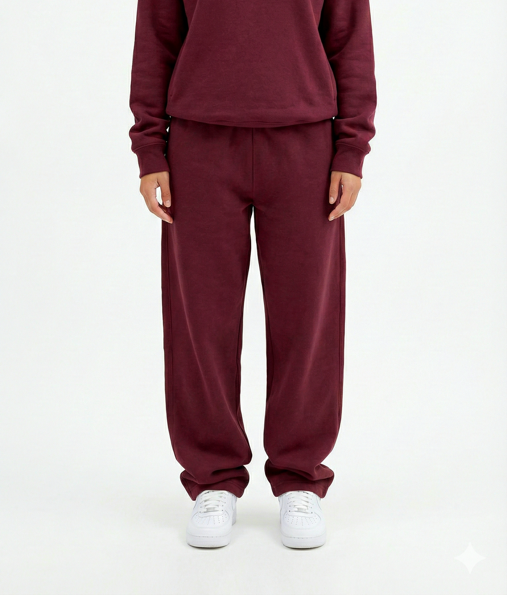 Burgundy Wide Leg SweatPants