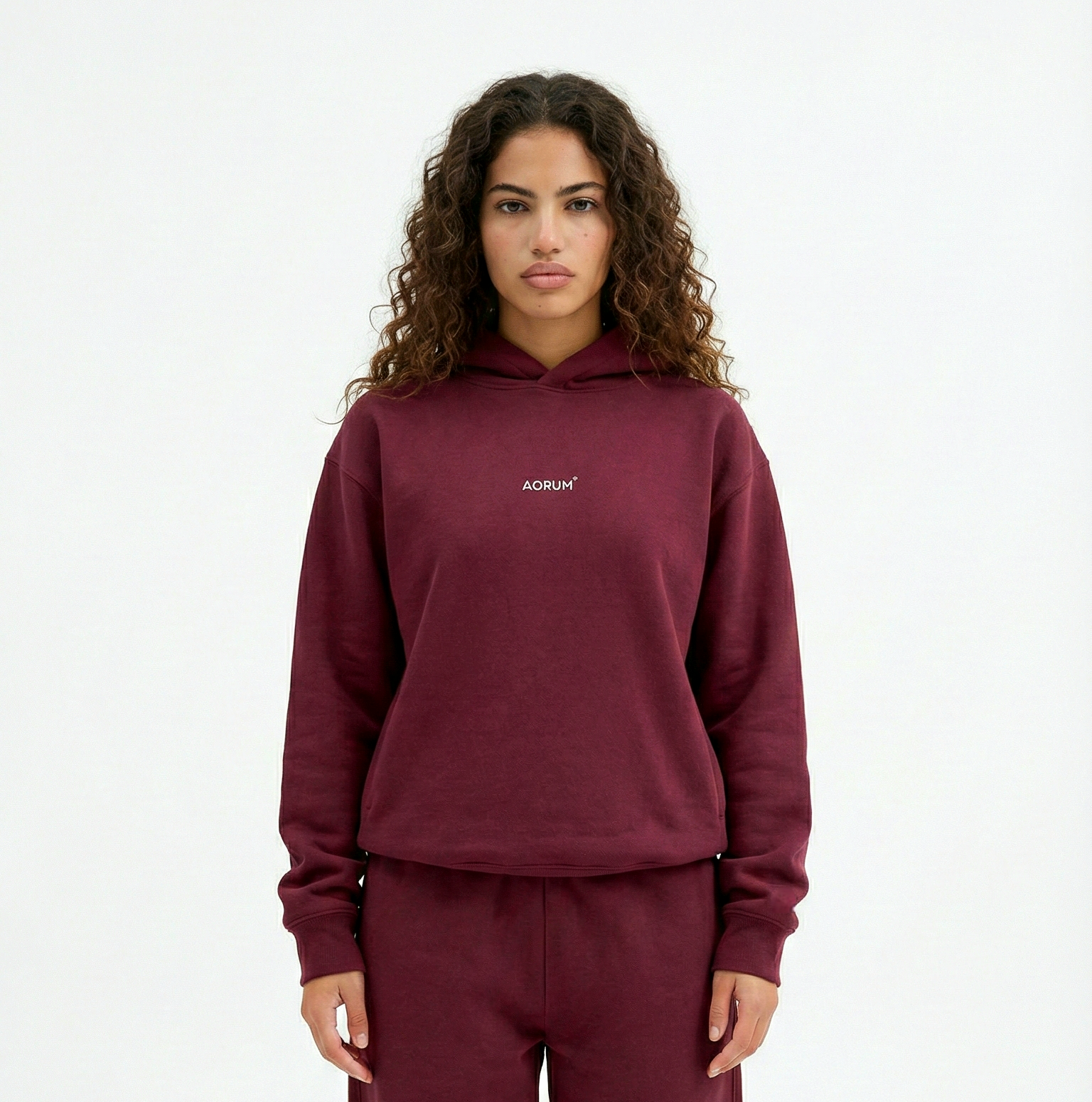 aorum v1 burgundy cropped fit hoodie