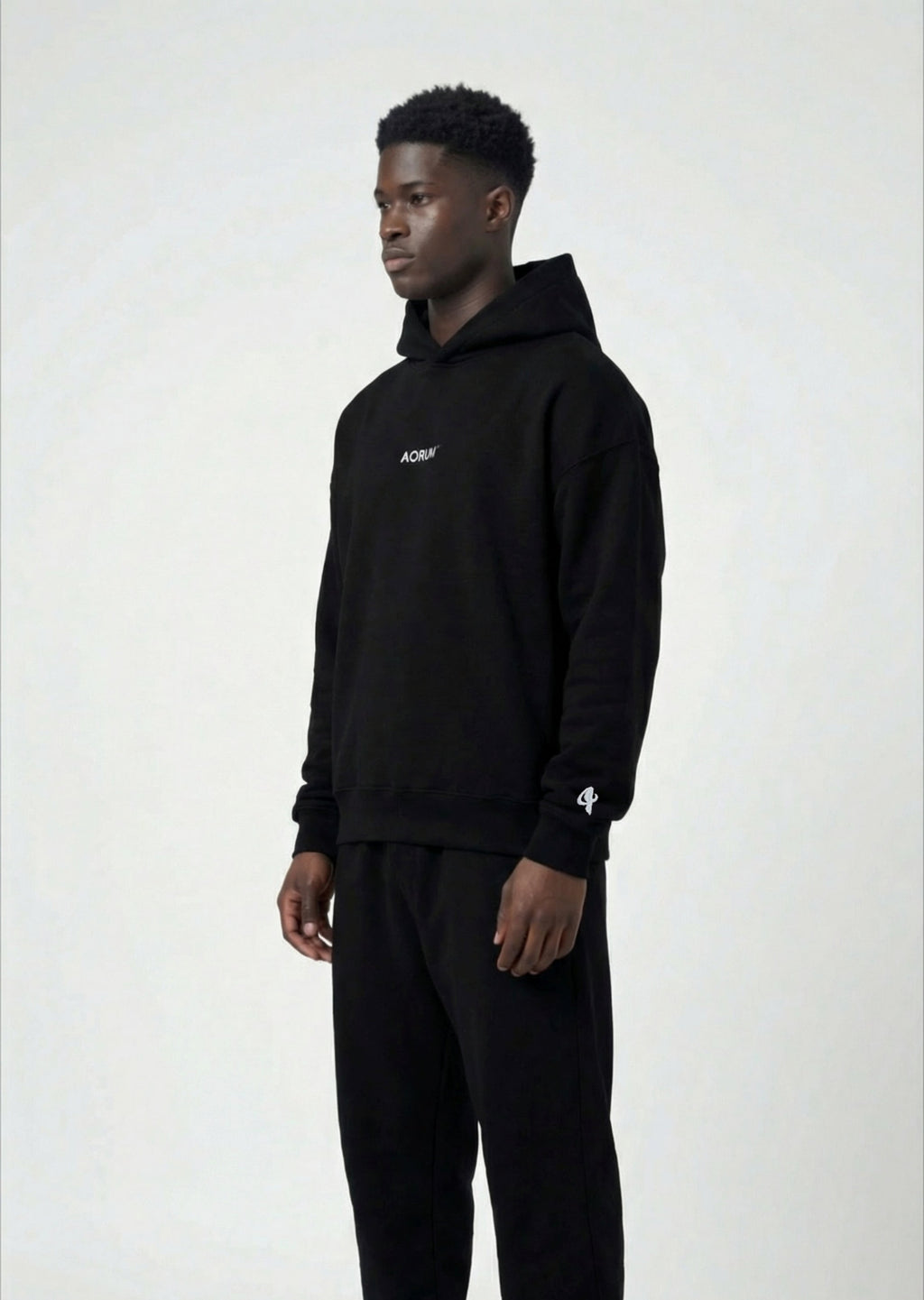 aorum v1 black cropped fit hoodie