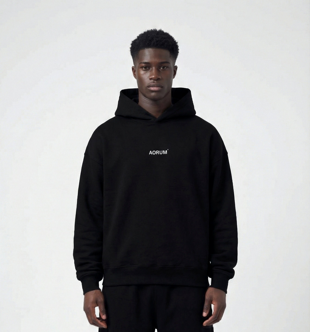 aorum v1 black cropped fit hoodie