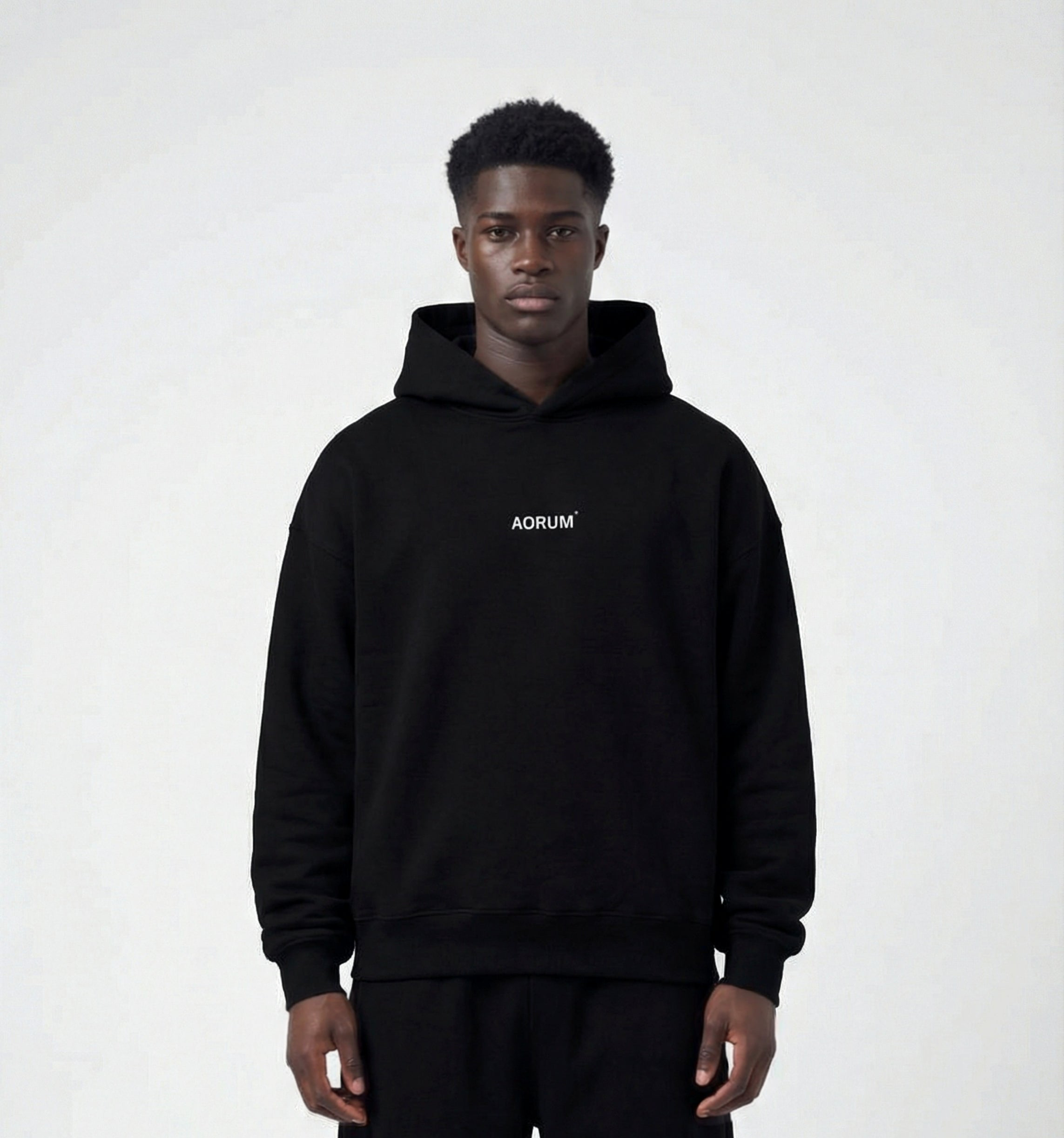 aorum v1 black cropped fit hoodie