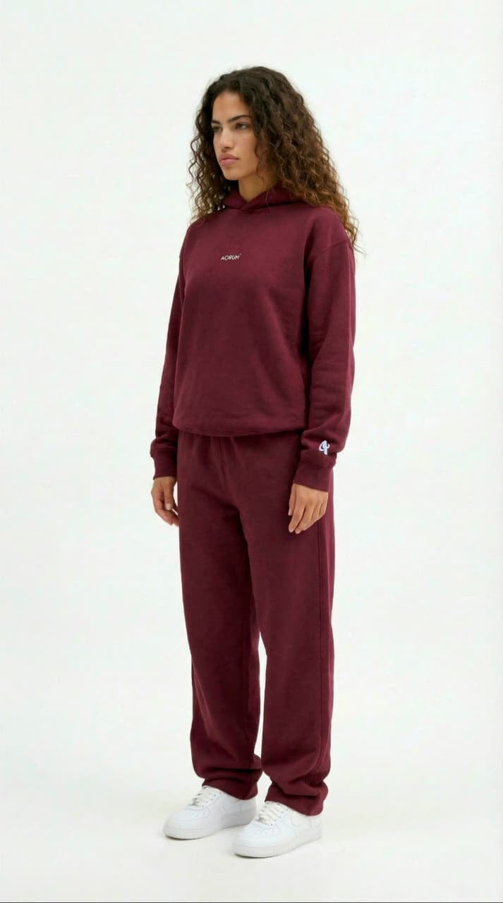 aorum v1 burgundy cropped fit hoodie