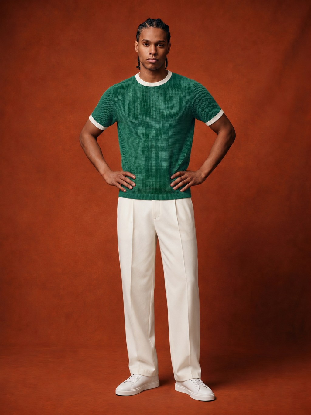 Green Knit Ringer T-Shirt