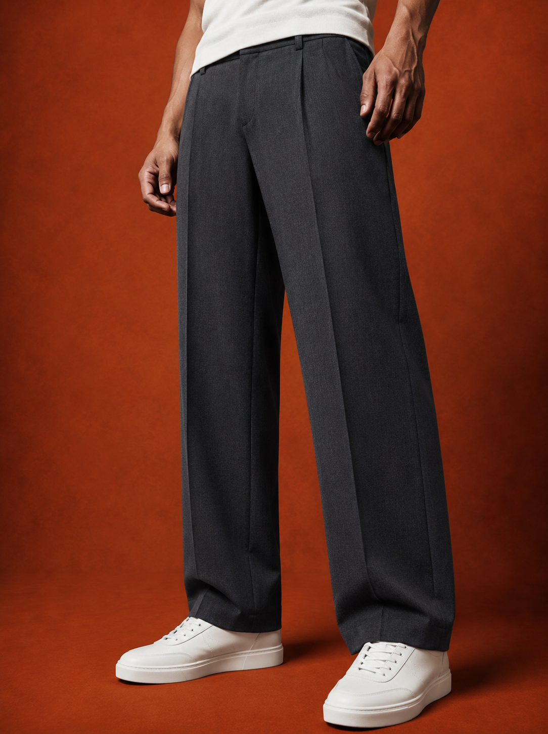 SOLID PLEATED KOREAN PANTS