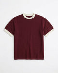 Burgundy Knit Ringer T-Shirt