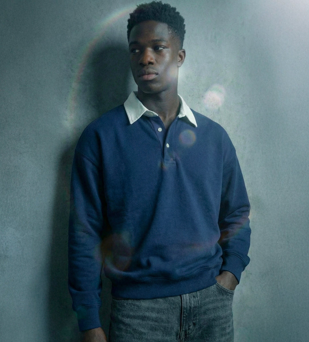 Cropped Rugby Polo (Navy)