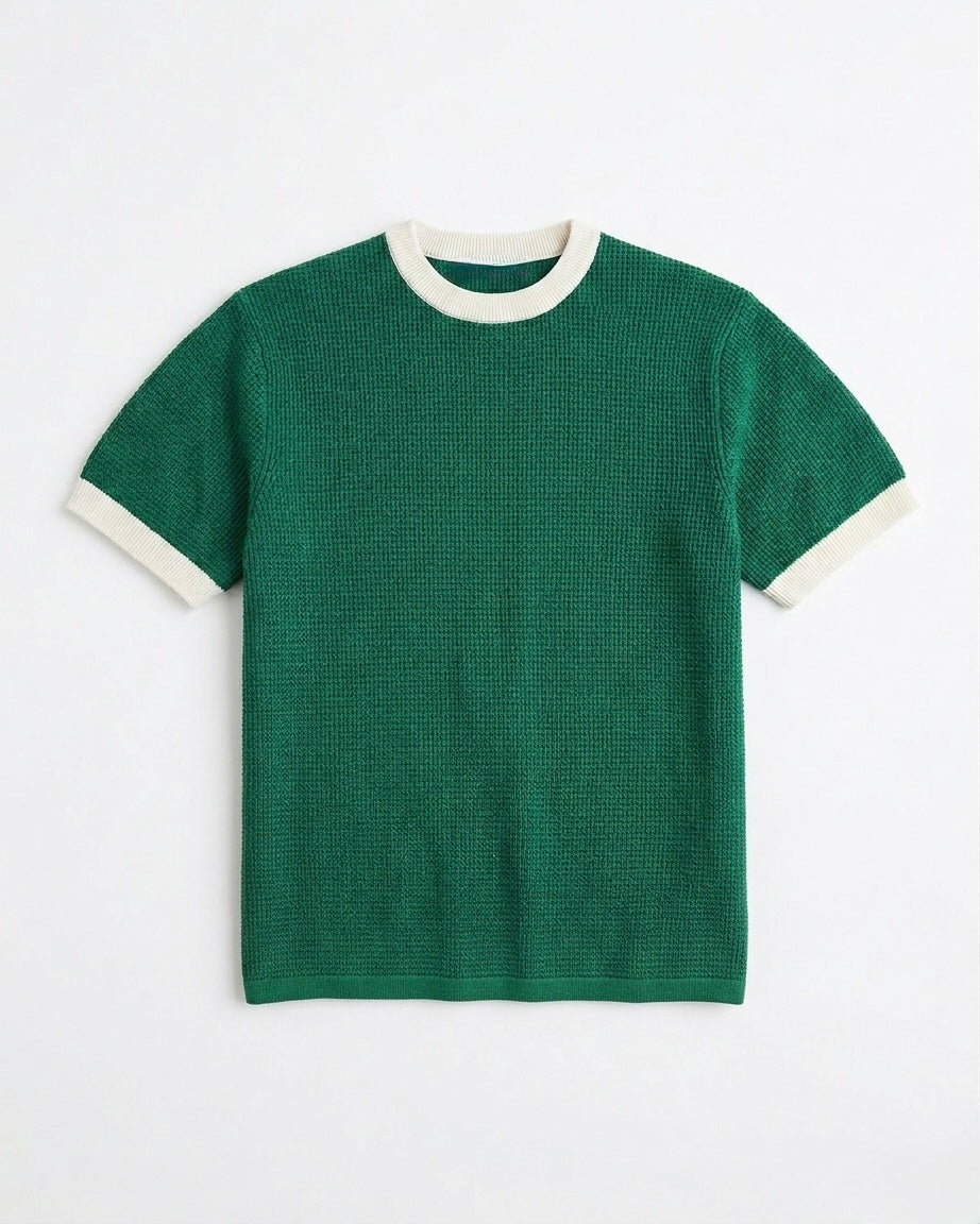 Green Knit Ringer T-Shirt
