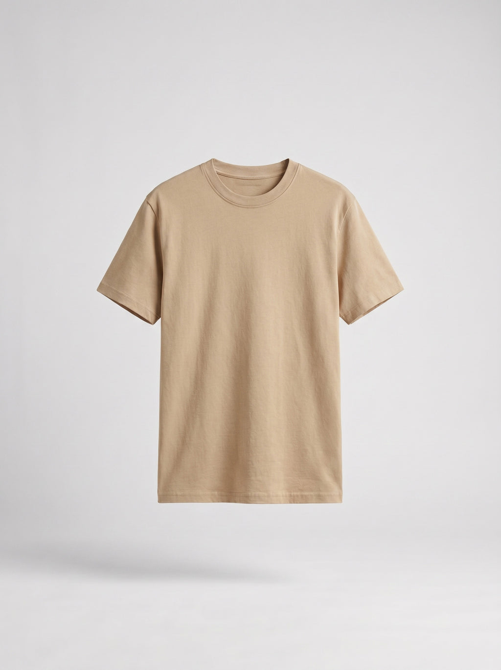 Heavy Beige Relaxed/Regular Fit Plain Basic T- Shirt