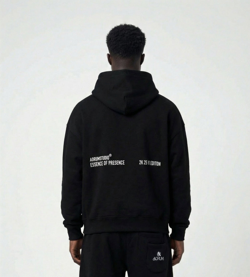 aorum v1 black cropped fit hoodie
