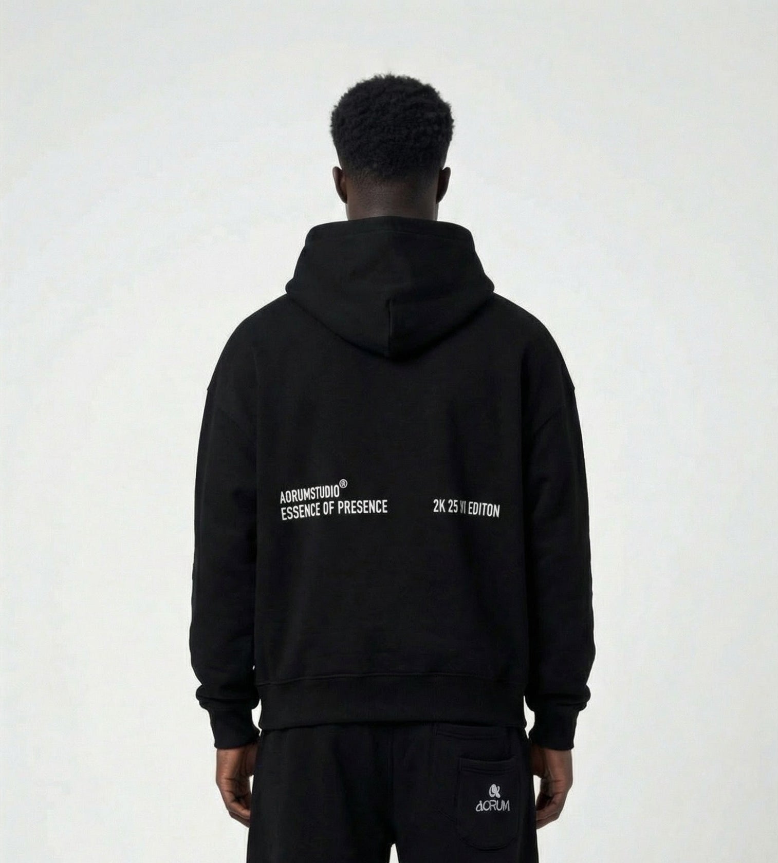 aorum v1 black cropped fit hoodie