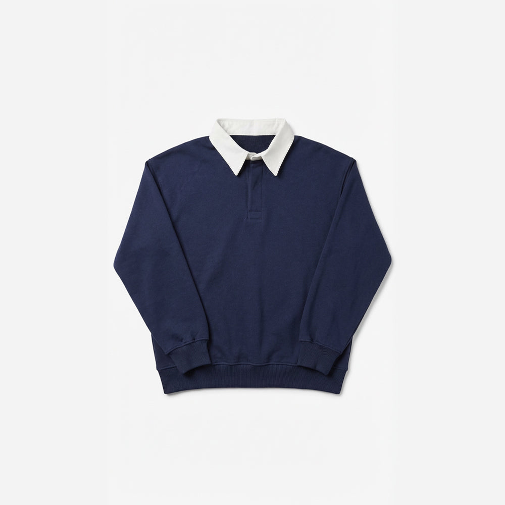 Cropped Rugby Polo (Navy)