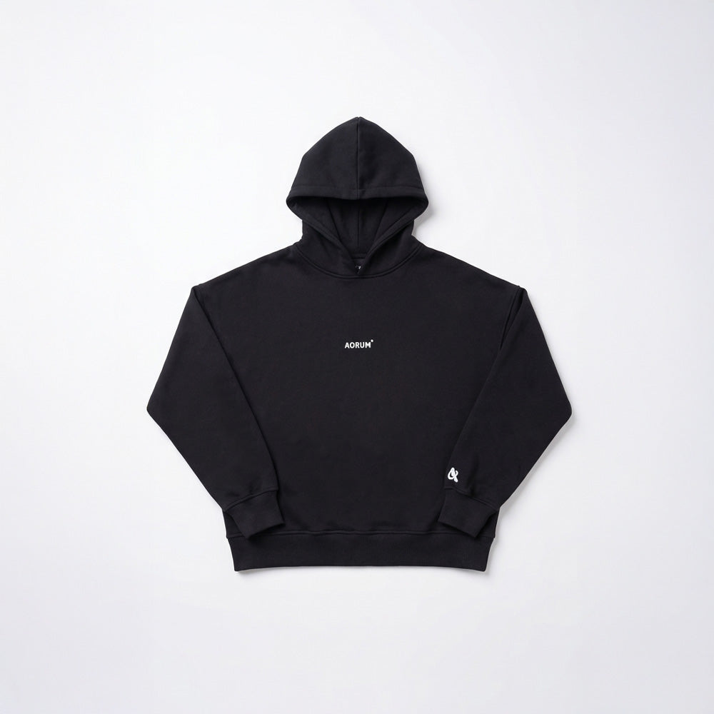 aorum v1 black cropped fit hoodie