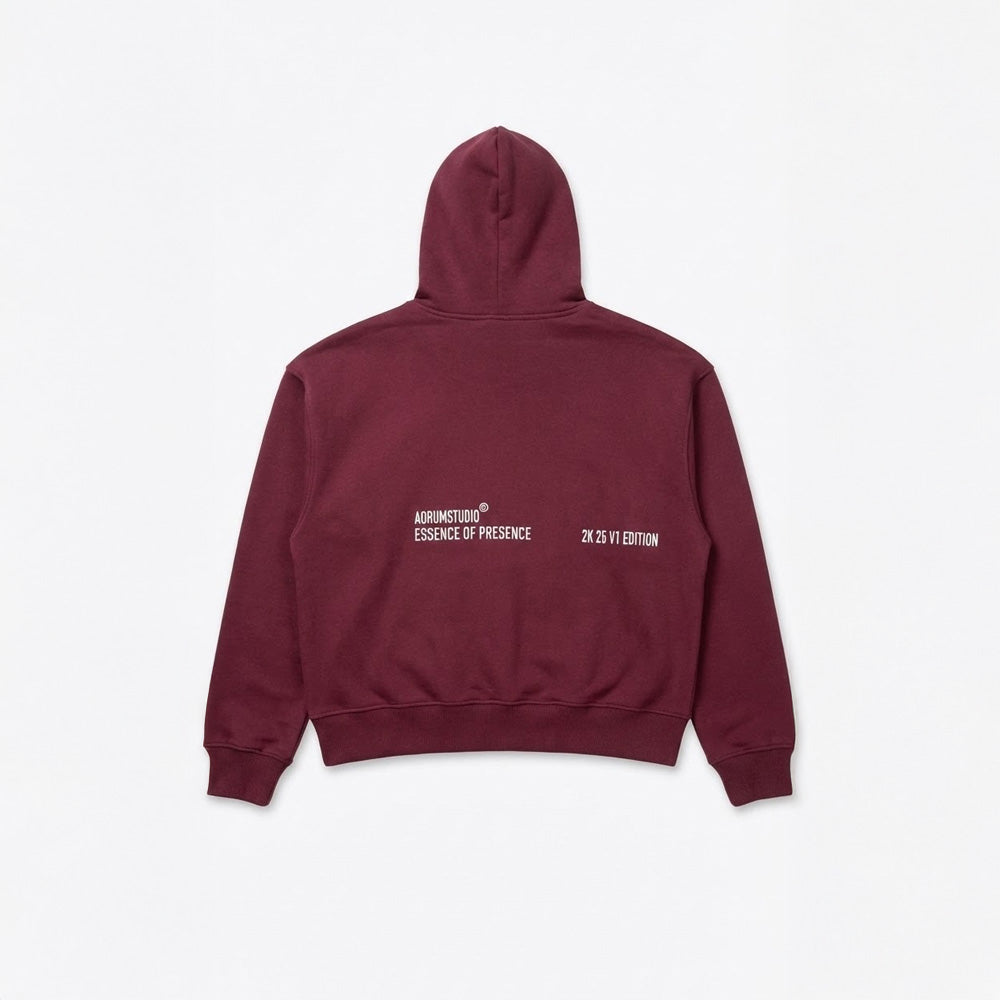 aorum v1 burgundy cropped fit hoodie