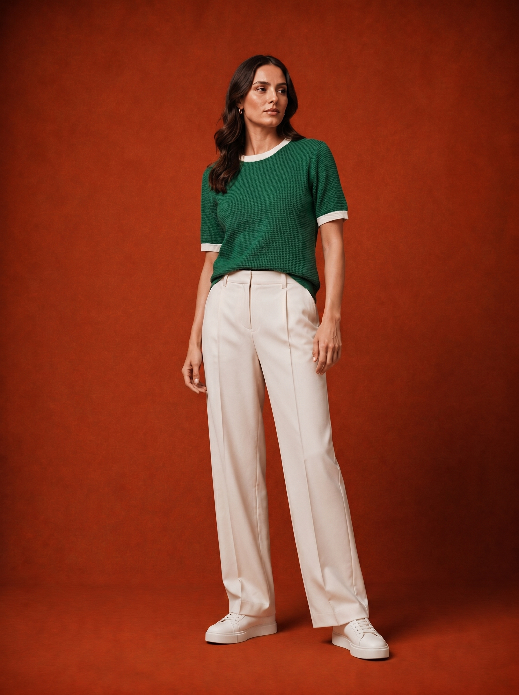 Green Knit Ringer T-Shirt