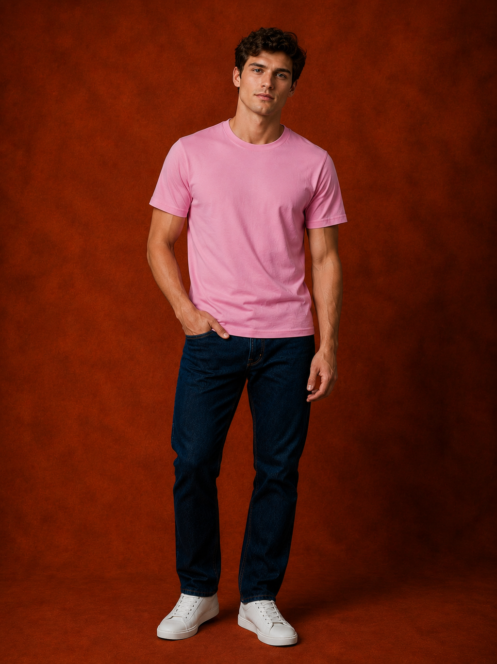 Heavy metallic Pink Relaxed/Regular Fit Plain Basic T- Shirt